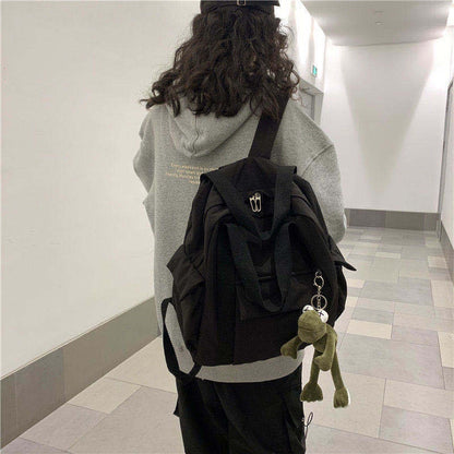IELGY school bag female portable college style tooling simple backpack wild large capacity