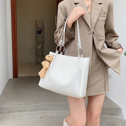 IELGY Metal Ring Simple Large Capacity One-shoulder Tote Bag