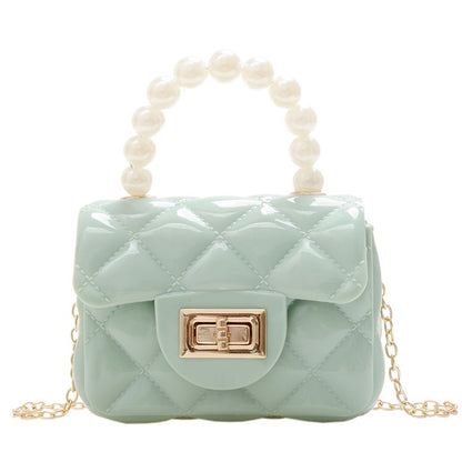 IELGY New jelly chain pearl handbag rhombus women's bag