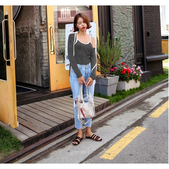 IELGY Transparent bag female jelly bag shopping bag shoulder bag