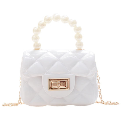 IELGY New jelly chain pearl handbag rhombus women's bag