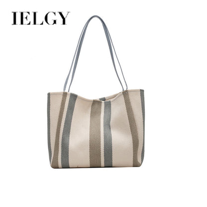 IELGY Canvas Stripe Bag Large Capacity Female Bag Trend Summer Simple