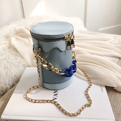 IELGY New Cylindrical Chain Bag Tote Bag Fashion Shoulder Crossbody Bag