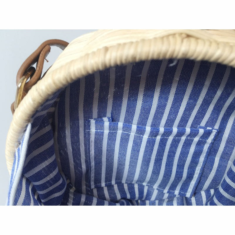 IELGY Handmade round shoulder bag Rattan beach crossbody bag
