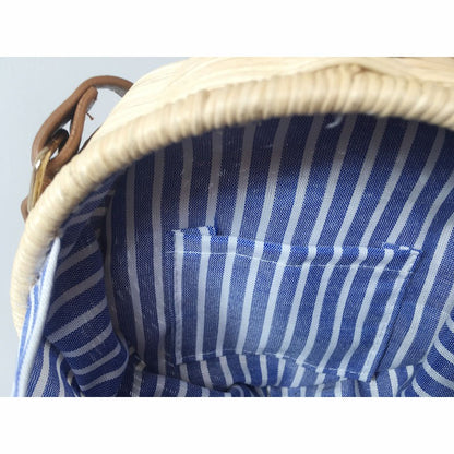 IELGY Handmade round shoulder bag Rattan beach crossbody bag