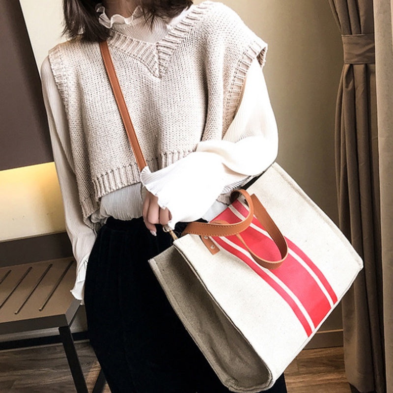 IELGY Korean style single-shoulder canvas art small fresh female bag