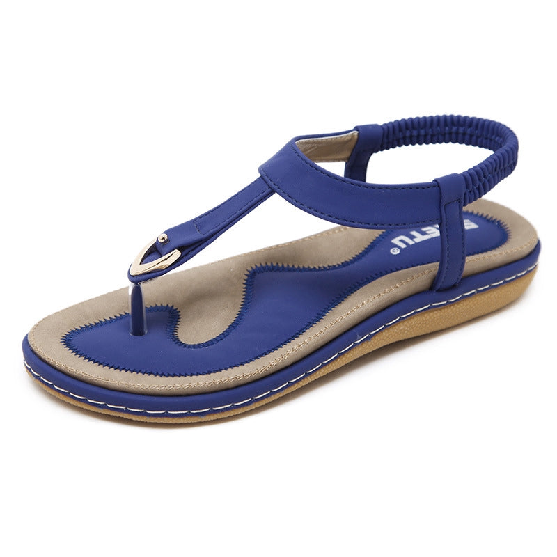 IELGY [Size35-42] Buckle Sandals Women's Casual Seaside Comfortable Plus Size Beach Flats