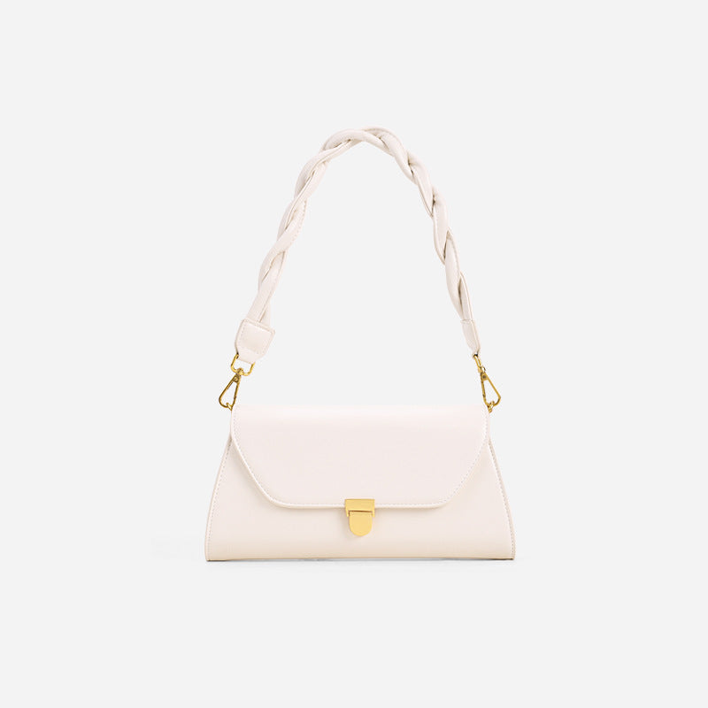 IELGY one shoulde Women's bag chain messenger bag braided strap Fashionable One shoulder PU female French style  underarm bag