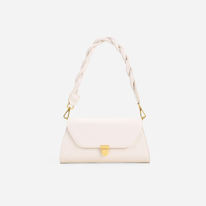 IELGY one shoulde Women's bag chain messenger bag braided strap Fashionable One shoulder PU female French style  underarm bag