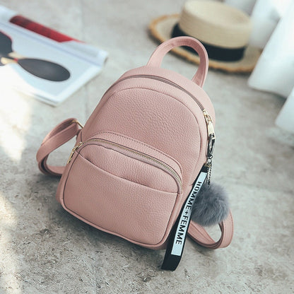 IELGY Korean Mini Backpack Versatile Solid Soft Leather Fashion Women's Backpack