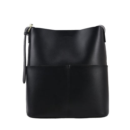 IELGY women's light luxury bucket messenger bag casual large capacity soft leather