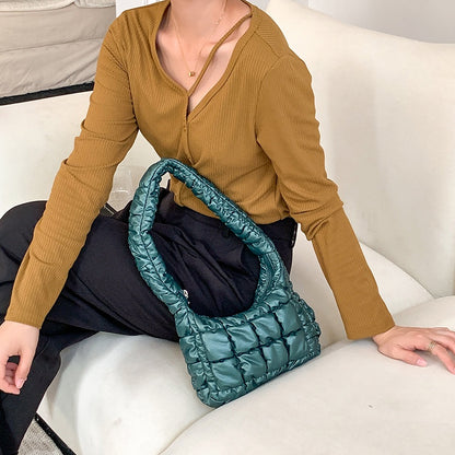 IELGY Shoulder bag women's all-match simple soft leather rhombus niche design