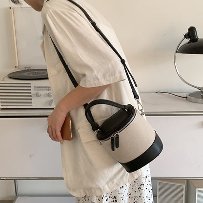 IELGY women's korean style stitching messenger bucket bag