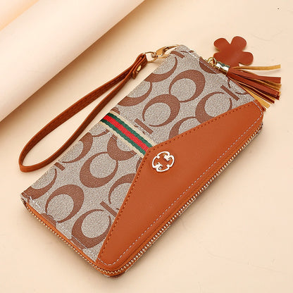IELGY women's long double layer fashion print zipper wallet