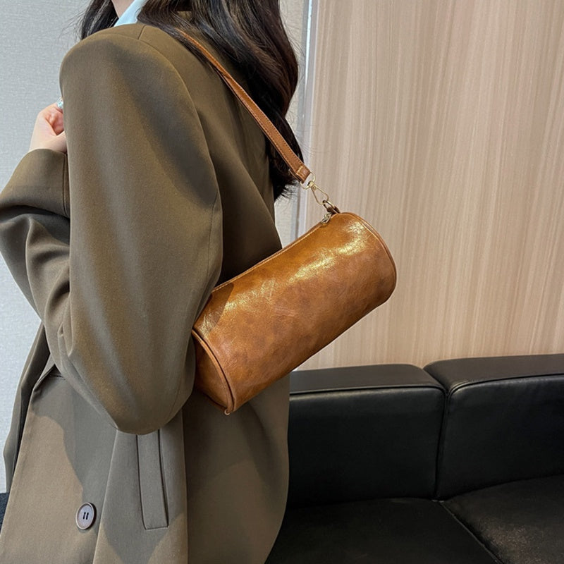IELGY cylindrical shoulder bag simple personality casual solid color