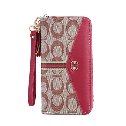 IELGY women's long double layer fashion print zipper wallet