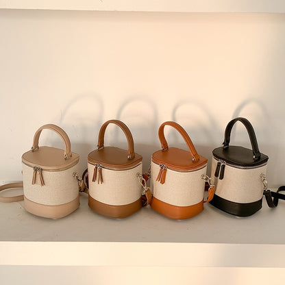 IELGY women's korean style stitching messenger bucket bag