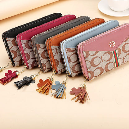 IELGY women's long double layer fashion print zipper wallet
