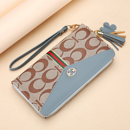 IELGY women's long double layer fashion print zipper wallet