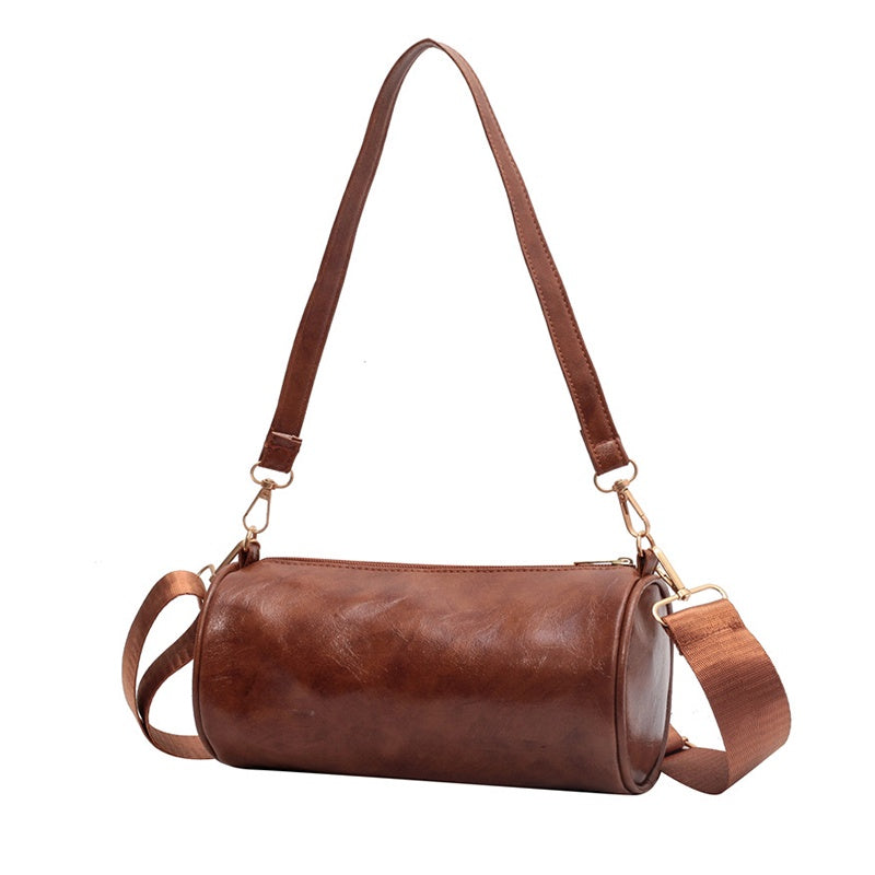 IELGY cylindrical shoulder bag simple personality casual solid color