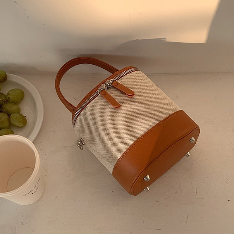 IELGY women's korean style stitching messenger bucket bag