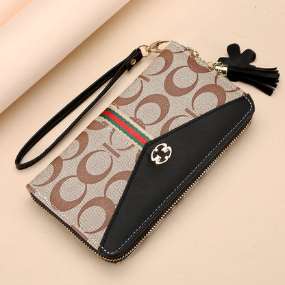 IELGY women's long double layer fashion print zipper wallet