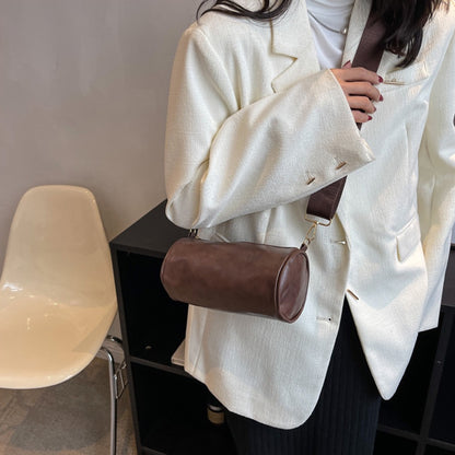 IELGY cylindrical shoulder bag simple personality casual solid color