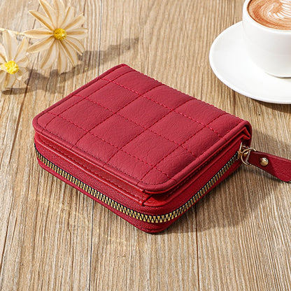 IELGY women's solid color zipper rhombic short wallet