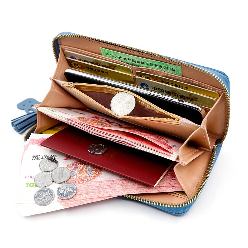 IELGY Women's Long Zipper Commuting Leather Wallet