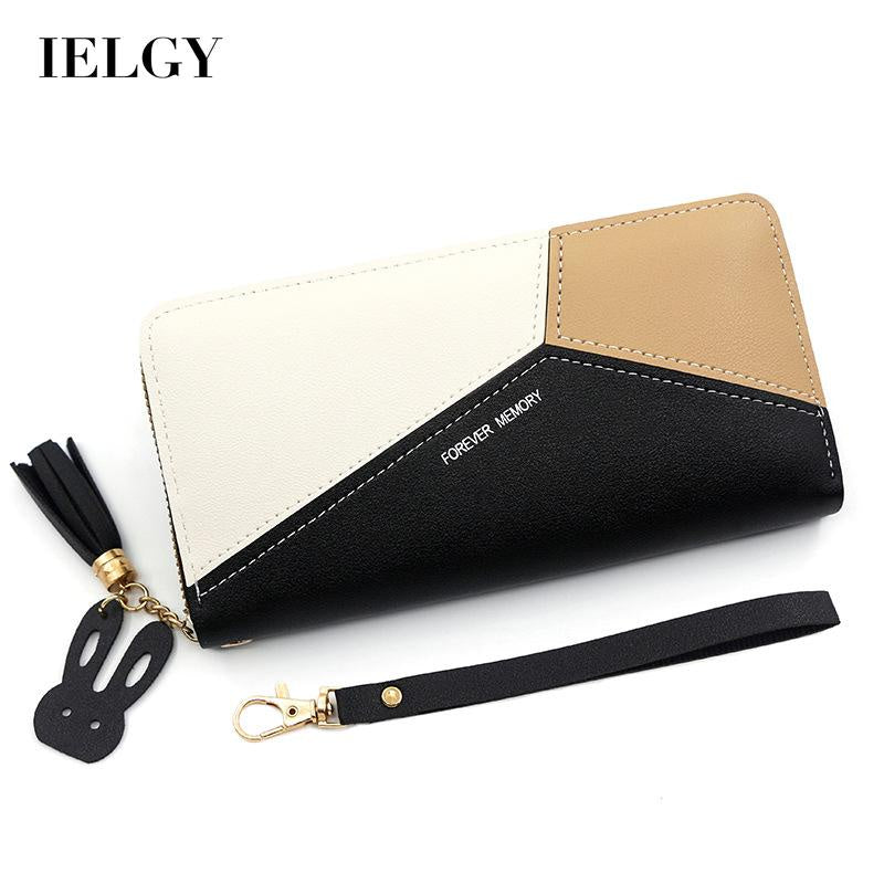 IELGY Women's Long Zipper Commuting Leather Wallet
