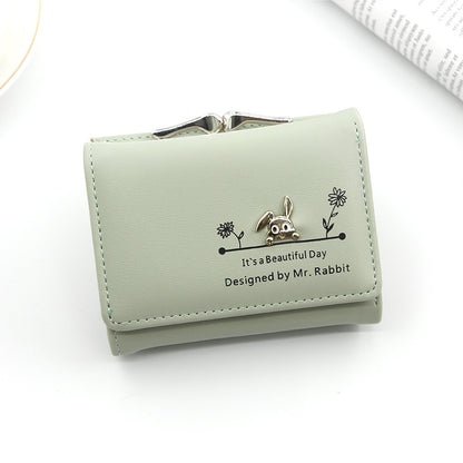 IELGY Women's Short Wallet Korean style cute magnetic buckle coin purse women