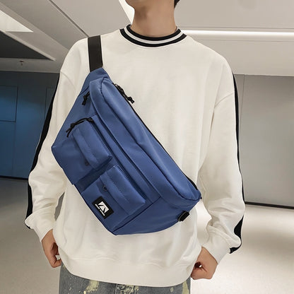 IELGY Simple sports large capacity Solid Color Casual Lightweight multi-compartment chest bag [for men and women]]