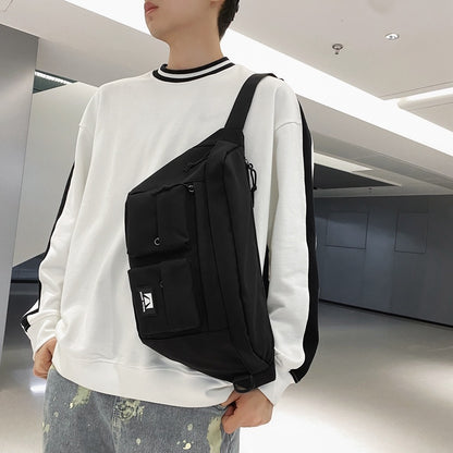 IELGY Simple sports large capacity Solid Color Casual Lightweight multi-compartment chest bag [for men and women]]