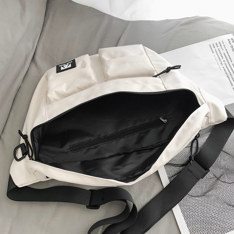 IELGY Simple sports large capacity Solid Color Casual Lightweight multi-compartment chest bag [for men and women]]