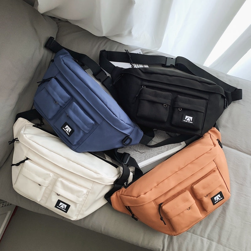 IELGY Simple sports large capacity Solid Color Casual Lightweight multi-compartment chest bag [for men and women]]