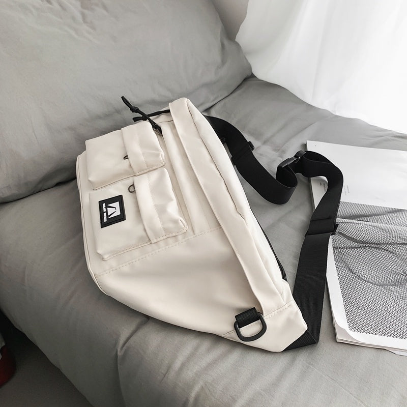 IELGY Simple sports large capacity Solid Color Casual Lightweight multi-compartment chest bag [for men and women]]