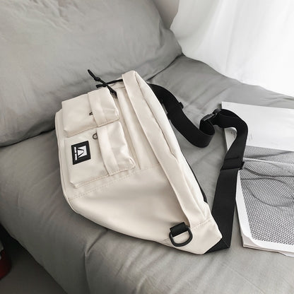 IELGY Simple sports large capacity Solid Color Casual Lightweight multi-compartment chest bag [for men and women]]