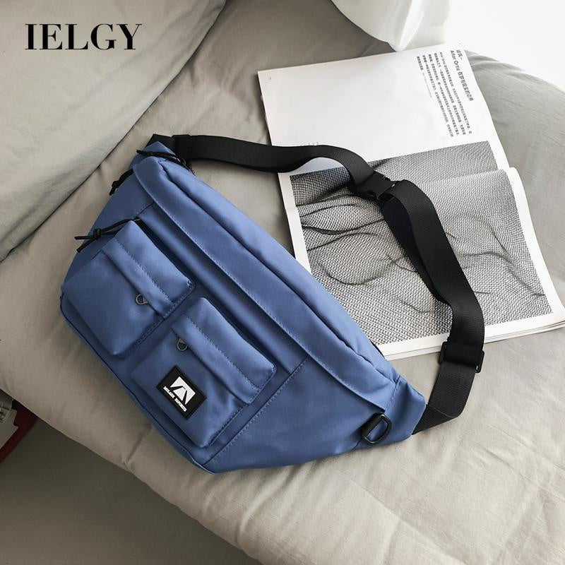 IELGY Simple sports large capacity Solid Color Casual Lightweight multi-compartment chest bag [for men and women]]