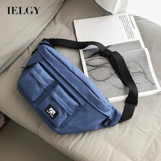 IELGY Simple sports large capacity Solid Color Casual Lightweight multi-compartment chest bag [for men and women]]