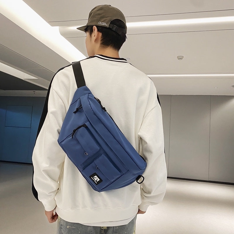 IELGY Simple sports large capacity Solid Color Casual Lightweight multi-compartment chest bag [for men and women]]