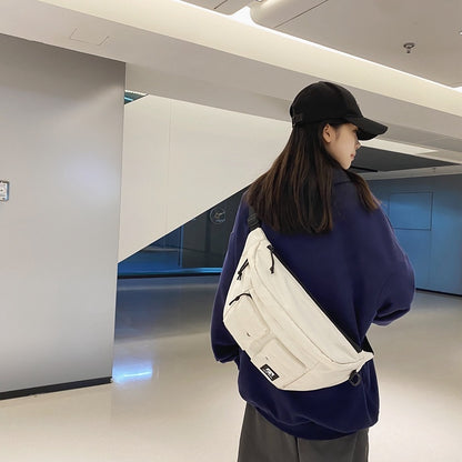 IELGY Simple sports large capacity Solid Color Casual Lightweight multi-compartment chest bag [for men and women]]