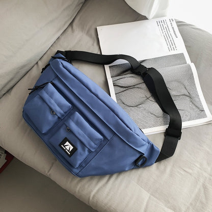 IELGY Simple sports large capacity Solid Color Casual Lightweight multi-compartment chest bag [for men and women]]