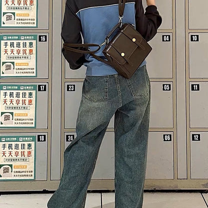 IELGY backpack women's niche american retro buckle british commuter style oxford bag