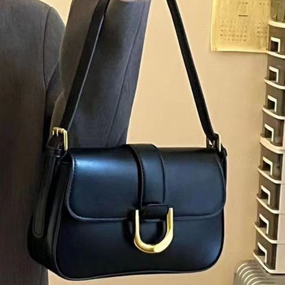 IELGY handbag women's high-end texture baguette retro horseshoe buckle fashion temperament all-match shoulder bag