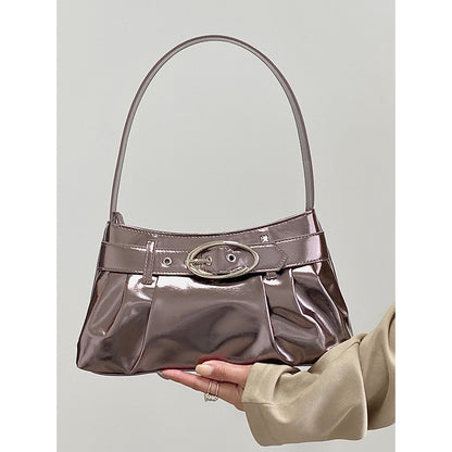 IELGY Women's Bag Silver Distinctive Pleated Shoulder Underarm Bag Y2K Hot Girl All-match Commuter Handbag
