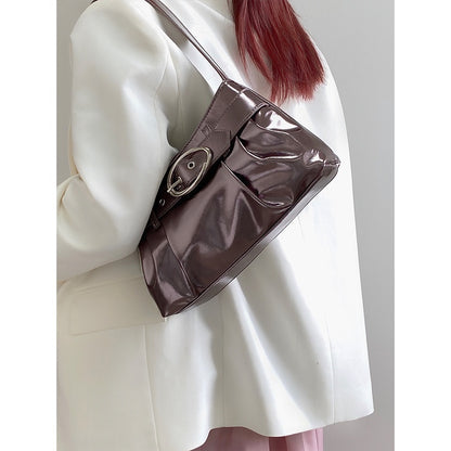 IELGY Women's Bag Silver Distinctive Pleated Shoulder Underarm Bag Y2K Hot Girl All-match Commuter Handbag