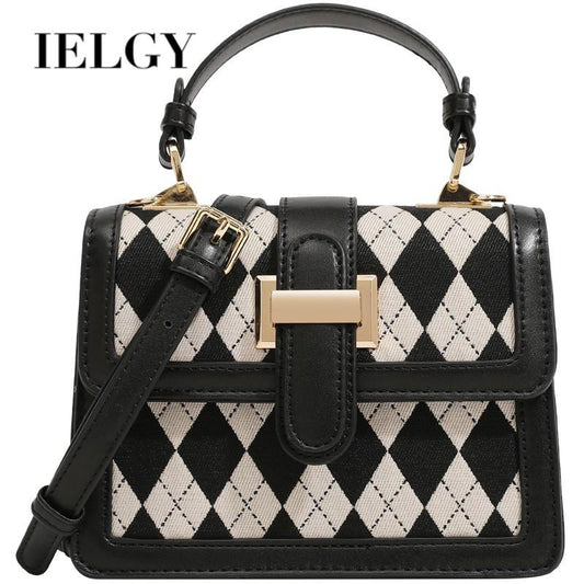 IELGY shoulder bag women's rhombic pink embroidery thread crossbody all-match small square bag