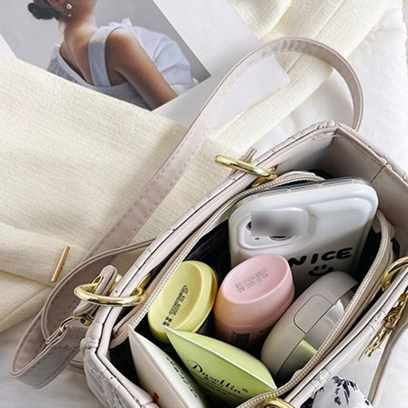 IELGY Popular Rhombic Handbag Women's Solid Color Shoulder Messenger Bag Small Square Bag