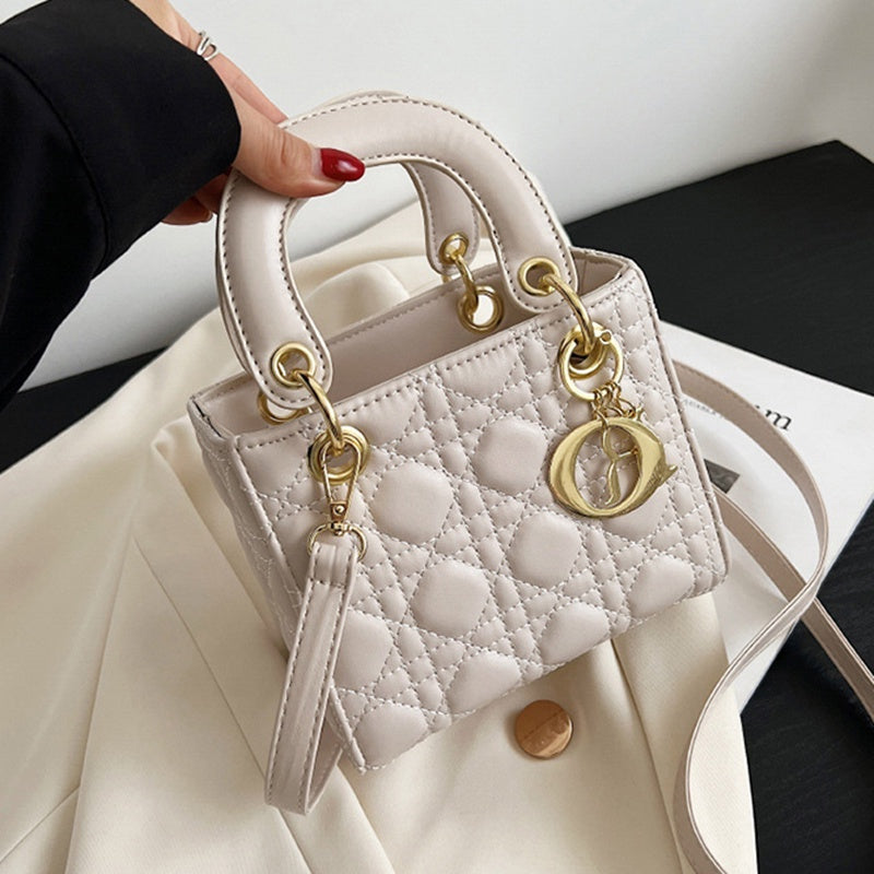 IELGY Popular Rhombic Handbag Women's Solid Color Shoulder Messenger Bag Small Square Bag