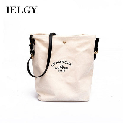 Ielgy Printed Messenger Bag Letter Printed Commuter Shoulder Fashion Bag Casual Shopping Child-Mother Canvas Bag Female Trendy